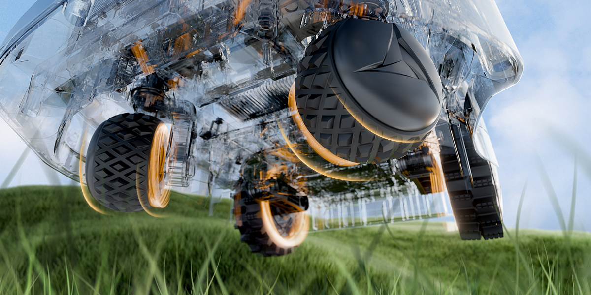 Gros plan du système de traction intégrale équipant la série iGarden L AWD sur terrain accidenté