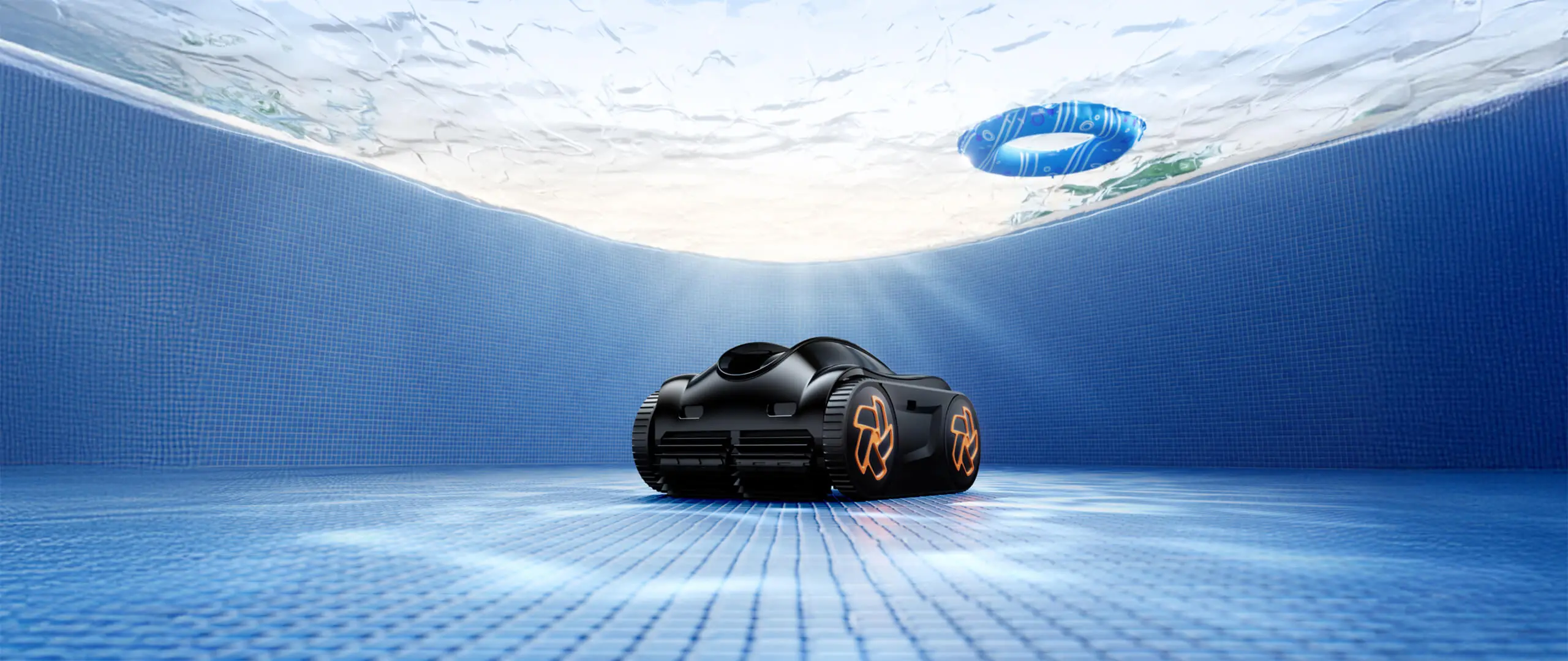 Robot nettoyeur de piscine sans fil iGarden Pool Cleaner série K fonctionnant sur le fond de la piscine