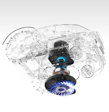 Gros plan du moteur haute puissance du robot tondeuse iGarden série R