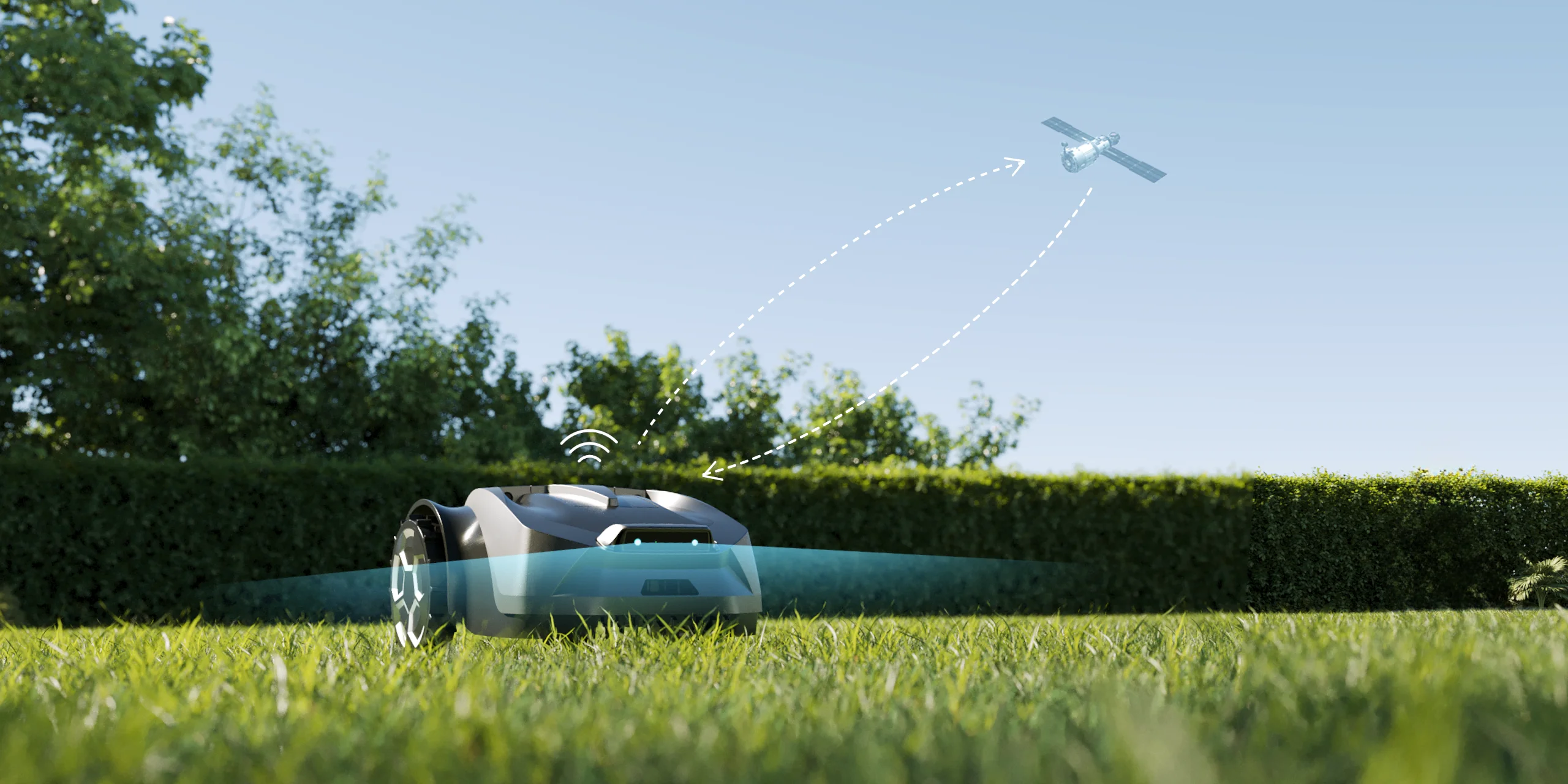 iGarden R Series utilisant NetRTK et la vision stéréo pour scanner et naviguer le long d'une haie de jardin