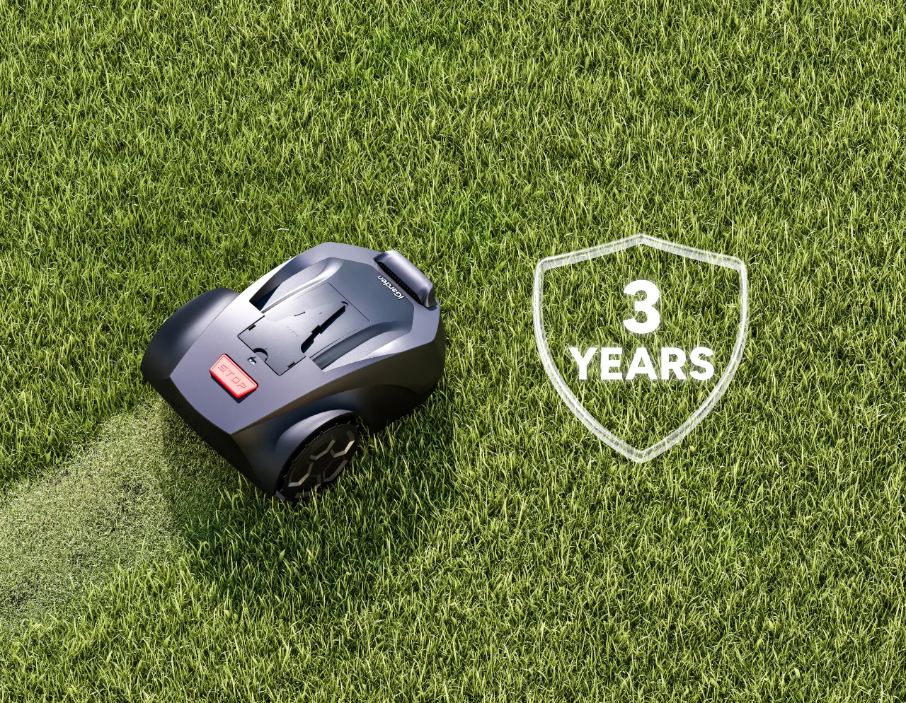 La tondeuse à gazon robotique iGarden R Series offre une garantie de 3 ans
