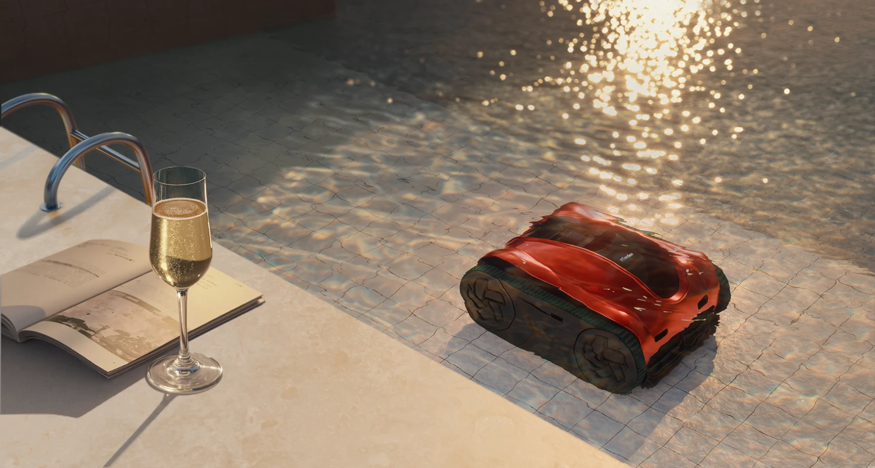 Aspirateur de piscine sans fil iGarden pour le nettoyage sous-marin, capable de couvrir jusqu'à 1 440 mètres carrés par charge.