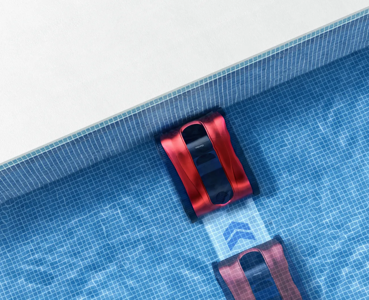 iGarden Pool Cleaner K Pro récurant le fond de la piscine conçu avec un panier à débris de grande capacité